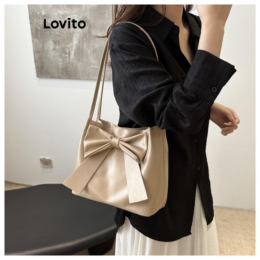 Lovito Bolsa De Ombro Casual  Com Laço Liso 2