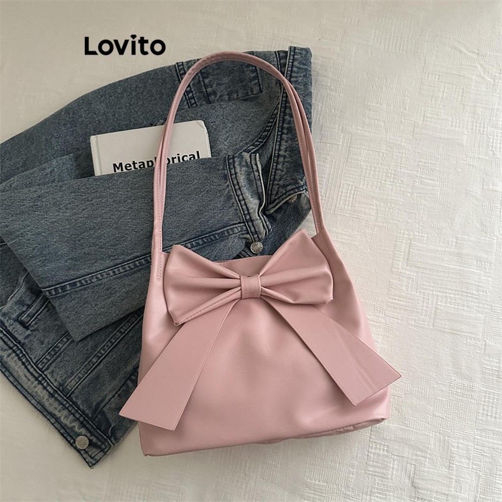 Lovito Bolsa De Ombro Casual  Com Laço Liso 3