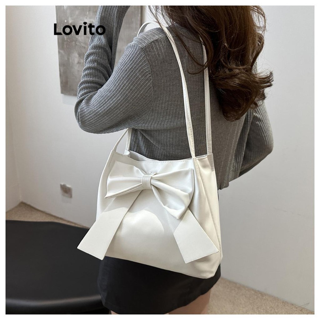 Lovito Bolsa De Ombro Casual  Com Laço Liso 1